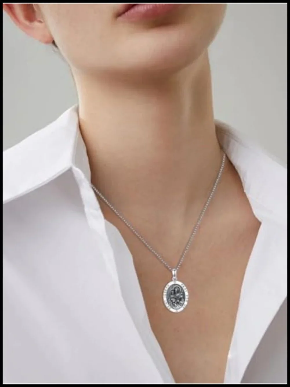 925 Sterling Silver St. Joseph Pendant Necklace with Stainless Steel Chain